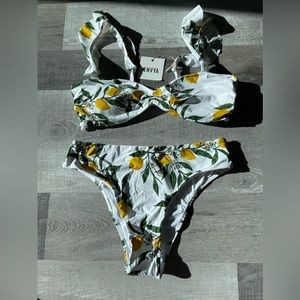 White with lemons bikini swimsuit